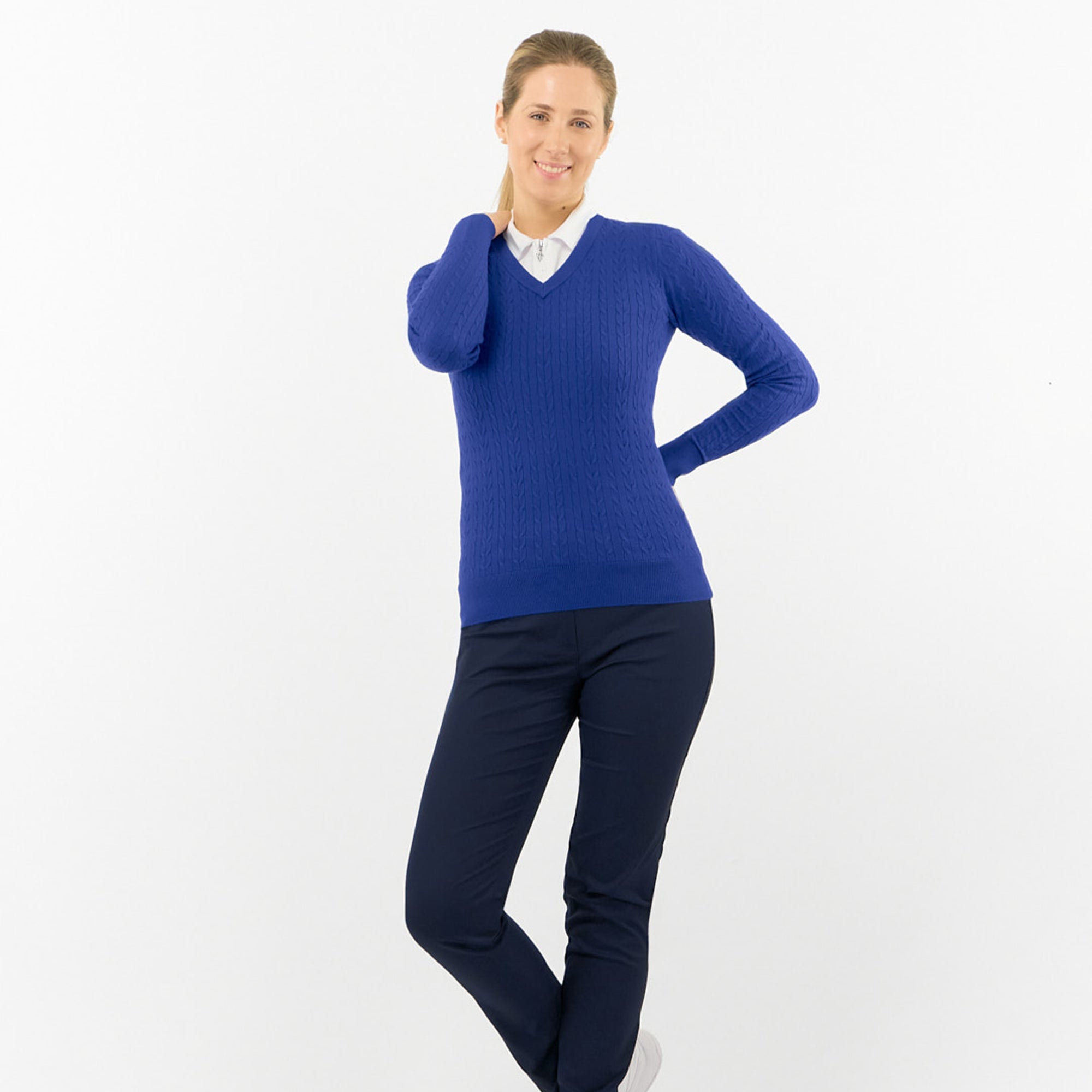 Pure Golf Suzie Summer Weight Knitted Ladies Golf Jumper Yale Navy